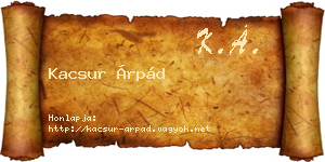 Kacsur Árpád névjegykártya