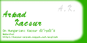 arpad kacsur business card
